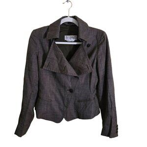 Max Mara Brown Patterned Wool Silk Asymetrical Button-Front Jacket Size 4